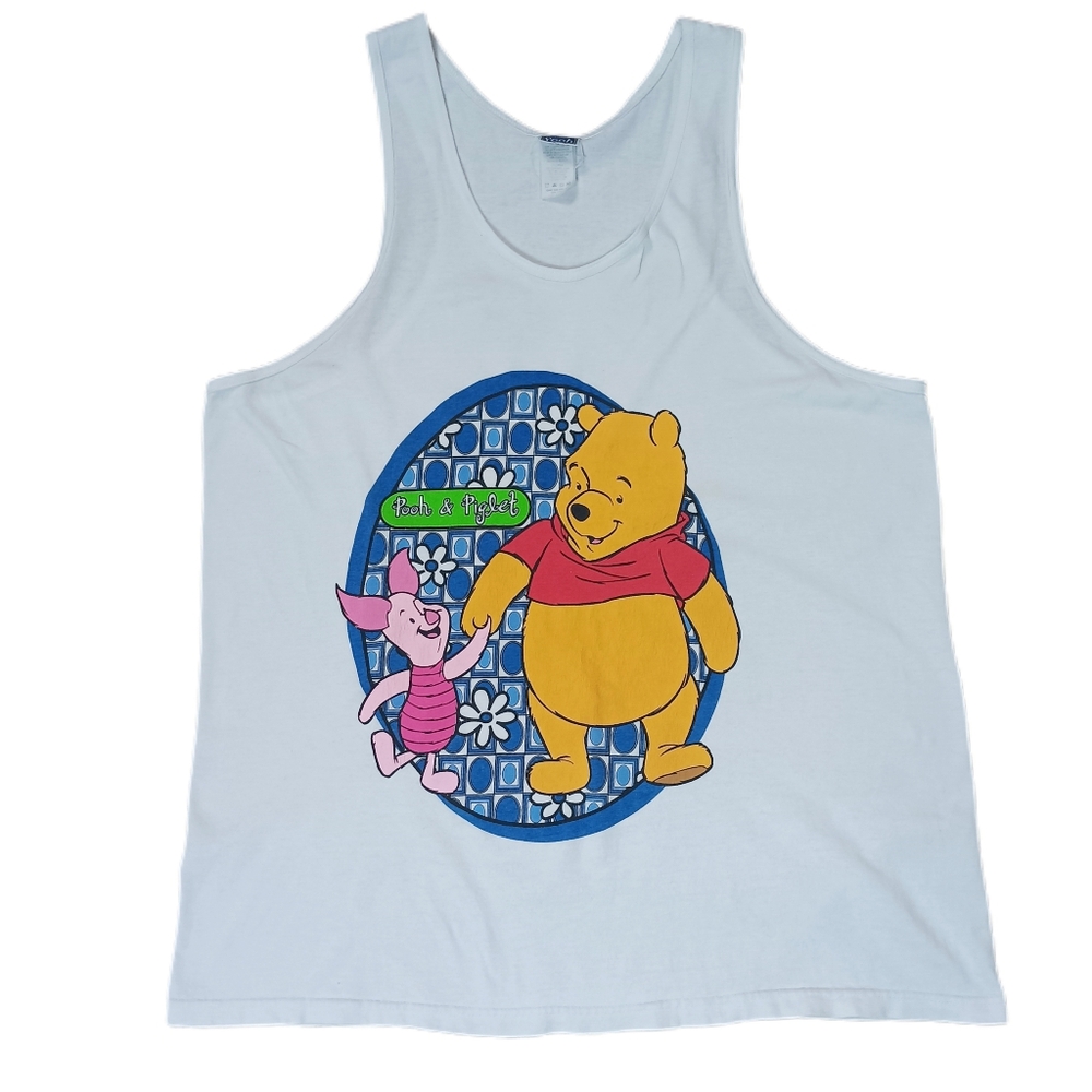 Vintage 90s Disney Pooh Womens 2XL‎ Winnie the Pooh & Piglet Tank Top Kidcore